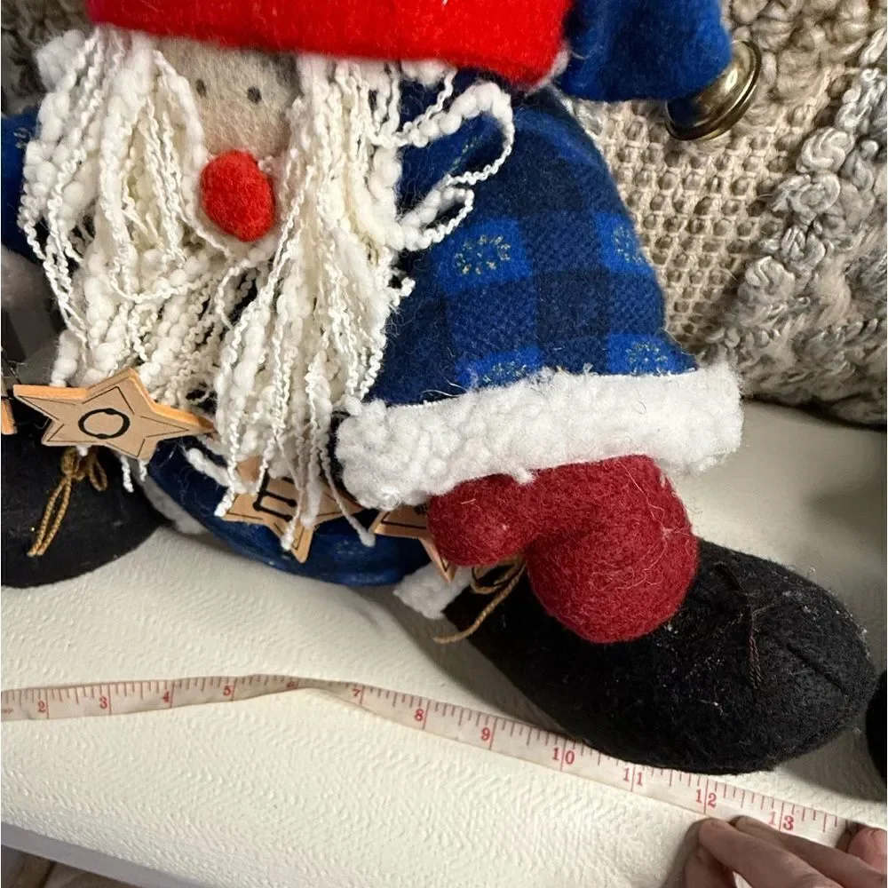 Artmark Vintage Pair Folk Art  Santa Claus Fabric Stuffed Santa Doll Figure